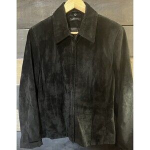 Valerie Stevens Women's Black Suede Leather Jacket Full Zip Size L